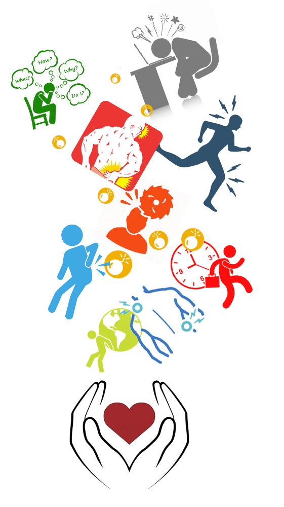 massage therapy services illustrations of problems massage can help with such as stress, low back pain, sports